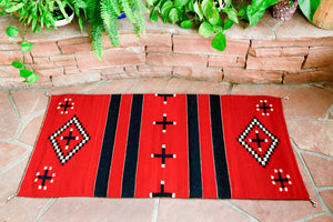 Handwoven Zapotec Indian Rug - Dolores Red Wool Oaxacan Textile