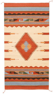 Handwoven Zapotec Indian Rug - Diamantes y Maguey Wool Oaxacan Textile