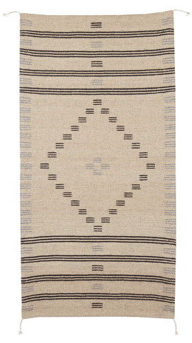 Handowven Zapotec Indian Rug - First Mesa Natural Wool Oaxacan Textile