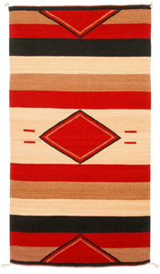 Handwoven Zapotec Indian Rug - Rombos Wool Oaxacan Textile