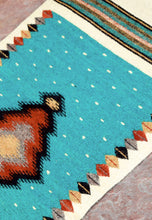 Load image into Gallery viewer, Handwoven Zapotec Indian Rug - Soplador Turquoise Wool Oaxacan Textile