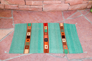 Handwoven Zapotec Indian Rug - Tipo Peru Jade Wool Oaxacan Textile