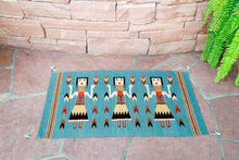 Load image into Gallery viewer, Handwoven Zapotec Indian Rug - Yei Blue Wool Oaxacan Textile