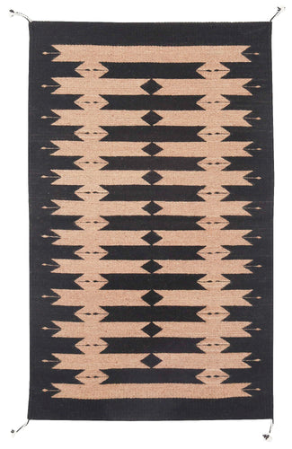 Handwoven Zapotec Indian Rug - Tetro Black Wool Oaxacan Textile