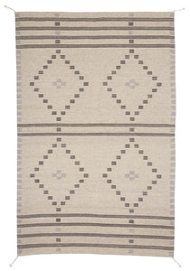 Handwoven Zapotec Indian Rug - First Mesa Natural Wool Oaxacan Textile