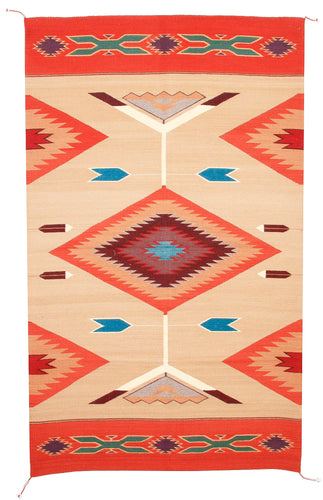 Handwoven Zapotec Indian Rug - Tees Miel Wool Oaxacan Textile