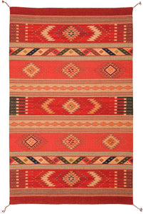 Handwoven Zapotec Indian Rug - Seven Jewels Wool Oaxacan Textile