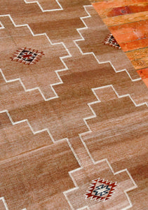 Handwoven Zapotec Indian Rug - Spirit Diamond Wool Oaxacan Textile