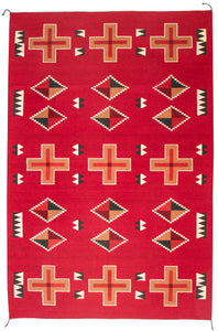 Handwoven Zapotec Indian Rug - Kayenta Red Wool Oaxacan Textile