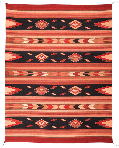 Handwoven Zapotec Indian Rug - Embers Negro Wool Oaxacan Textile