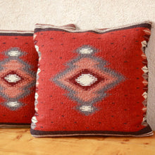Load image into Gallery viewer, Handwoven Zapotec Indian Pillow - Soplador Rust Wool Oaxacan Textile