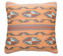 Load image into Gallery viewer, Handwoven Zapotec Indian Pillow - Crystal Azul Wool Oaxacan Textile