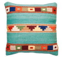 Load image into Gallery viewer, Handwoven Zapotec Indian Pillow - Tipo Peru jade Wool Oaxacan Textile