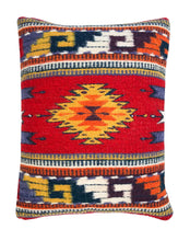 Load image into Gallery viewer, Handwoven Zapotec Indian Pillow - Ruby Bejeweled Wool Oaxacan Textile
