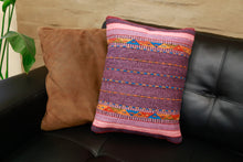 Load image into Gallery viewer, Handwoven Zapotec Indian Pillow - Violet Braids Wool Oaxacan Textile