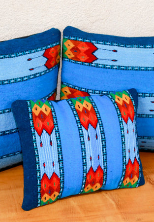 Handwoven Zapotec Indian Pillow- La Playa Wool Oaxacan Textile