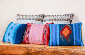   Handwoven Zapotec Indian Pillow - Rosie's Braids Wool Oaxacan Textile