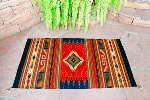 Handwoven Zapotec Rug - Campos Maguey Wool Oaxacan Textile