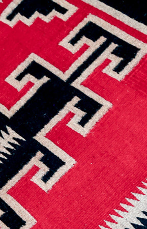 Handwoven Zapotec Indian Rug - Kaibito Red Wool Oaxacan Textile