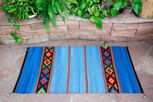 Handwoven Zapotec Indian Rug - Sunburst Wool Oaxacan Textile