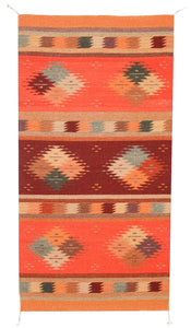 Handwoven Zapotec Indian Rug - Cuatro Estancias Wool Oaxacan Textile