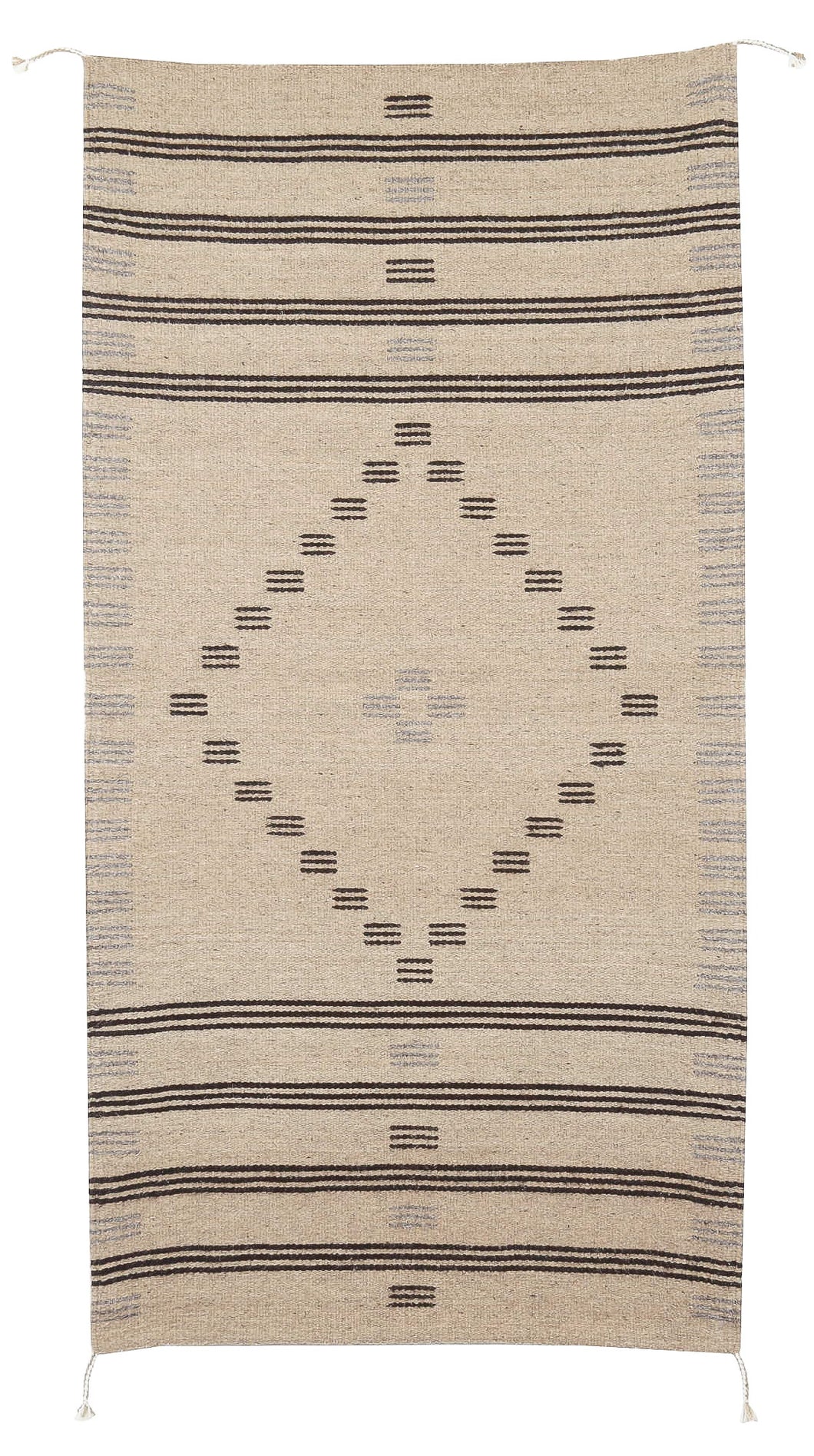 Handowven Zapotec Indian Rug - First Mesa Natural Wool Oaxacan Textile