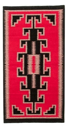 Handwoven Zapotec Indian Rug - Kaibito Red Wool Oaxacan Textile
