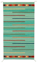 Load image into Gallery viewer, Handwoven Zapotec Indian Rug - Lineas Turquesas Wool Oaxacan Textile