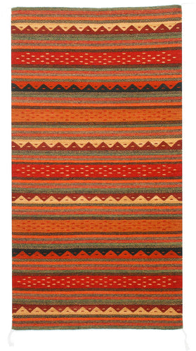Handwoven Zapotec Indian Rug - Montanitas Wool Oaxacan Textile