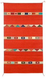 Handwoven Zapotec Indian Rug - Tipo Peru Ladrillo Wool Oaxacan Textile