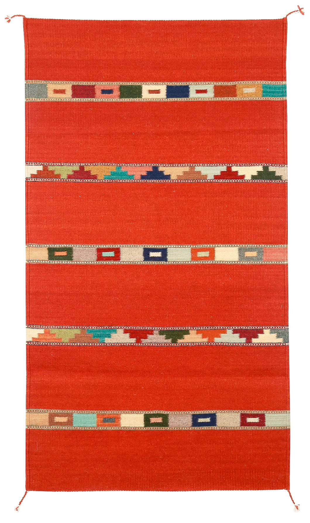 Handwoven Zapotec Indian Rug - Tipo Peru Ladrillo Wool Oaxacan Textile