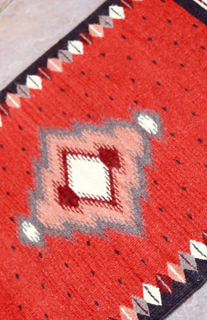 Handwoven Zapotec Indian Rug - Soplador Rust Wool Oaxacan Textile