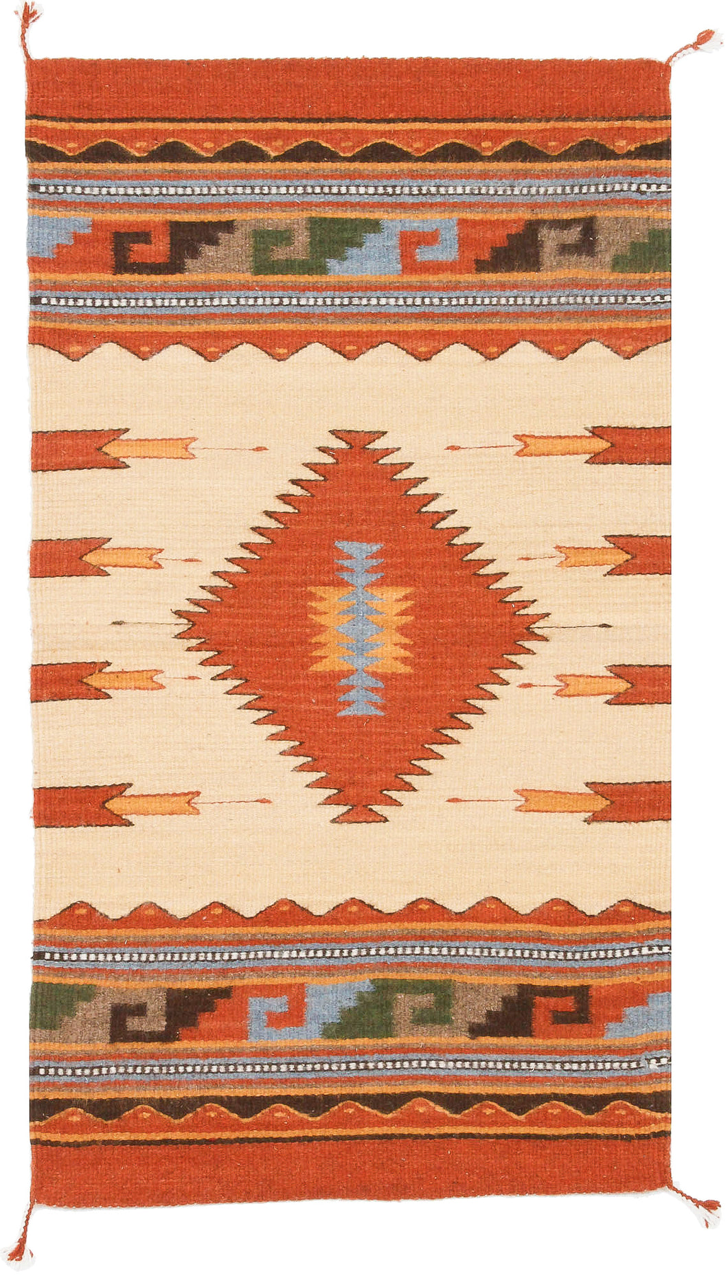Handwoven Zapotec Indian Rug - Diamantes y Maguey Wool Oaxacan Textile