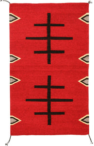 Handwoven Zapotec Indian Rug - Doble Cruces Rojo Wool Oaxacan Textile