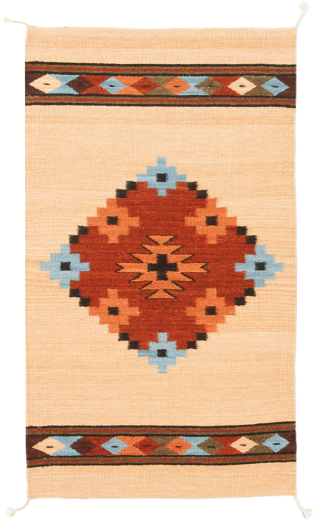 Handwoven Zapotec Indian Rug - Endiamantina Wool Oaxacan Textile