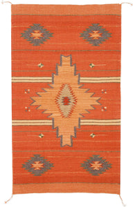 Handwoven Zapotec Indian Rug - Estrella Frutal Wool Oaxacan Textile