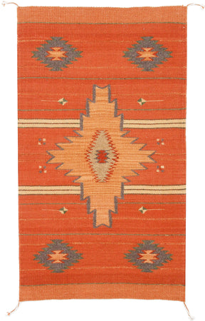 Handwoven Zapotec Indian Rug - Estrella Frutal Wool Oaxacan Textile