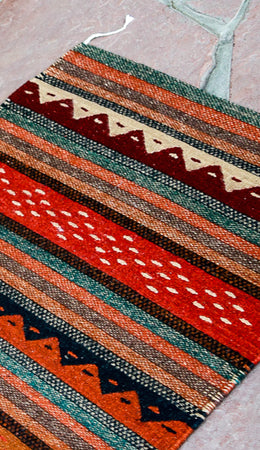 Handwoven Zapotec Indian Rug - Montanitas Wool Oaxacan Textile