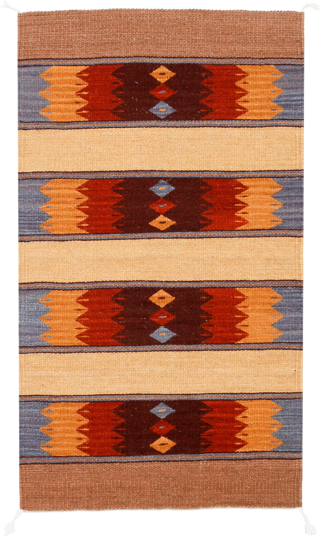 Handwoven Zapotec Indian Rug - Papalote Azul Wool Oaxacan Textile