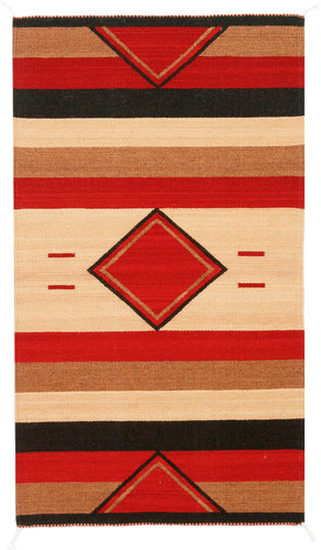 Handwoven Zapotec Indian Rug - Rombos Wool Oaxacan Textile