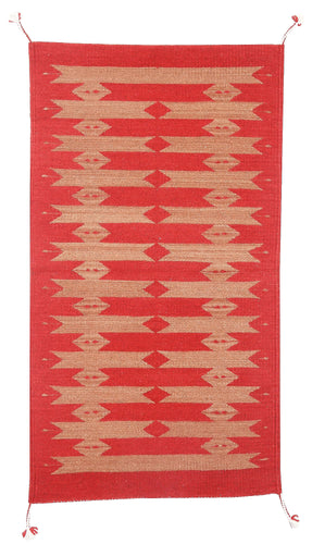 Handwoven Zapotec Indian Rug - Tetro Red Wool Oaxacan Textile