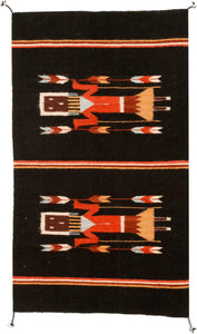 Handwoven Zapotec Indian Rug - Yei Black Wool Oaxacan Textile