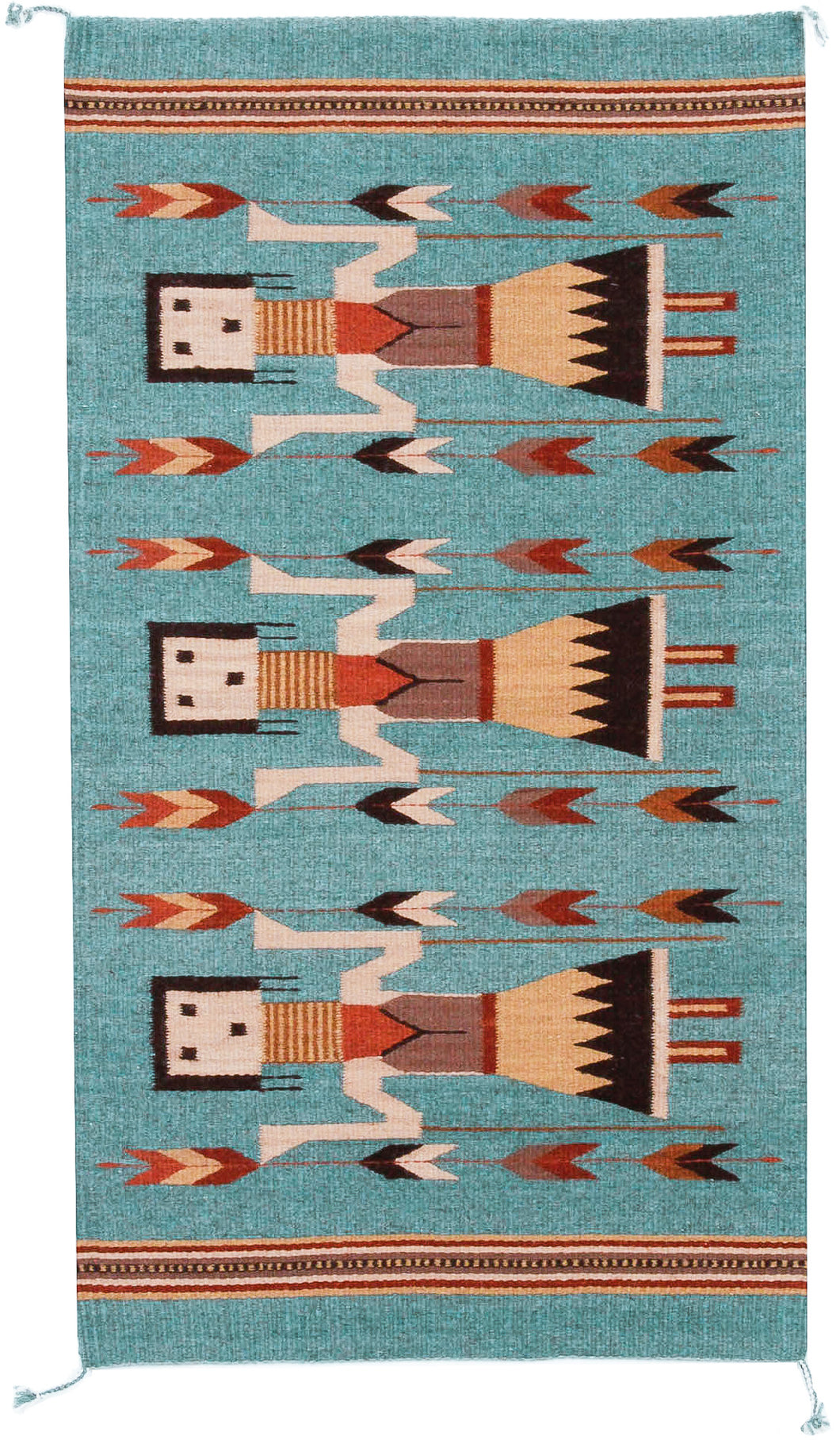 Handwoven Zapotec Indian Rug - Yei Blue Wool Oaxacan Textile