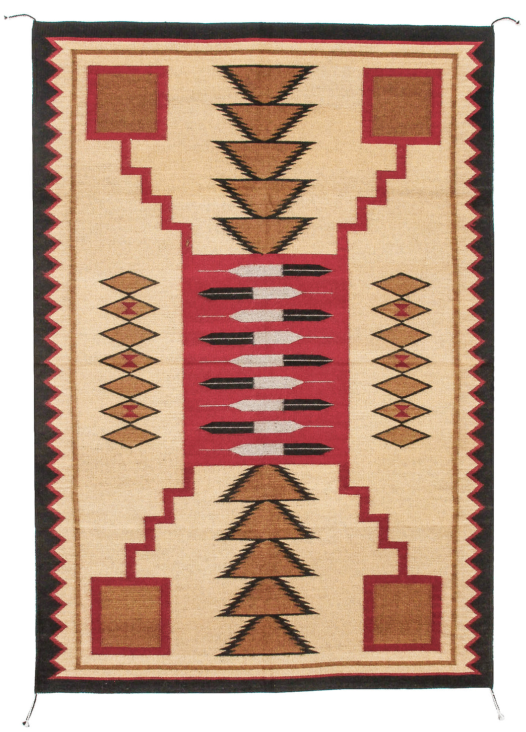 Handwoven Zapotec Indian Rug - Feathers Lincoln Wool Oaxacan Textile