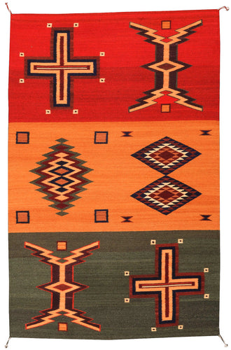 Handwoven Zapotec Indian Rug - Germantown Trai Wool Oaxacan Textile