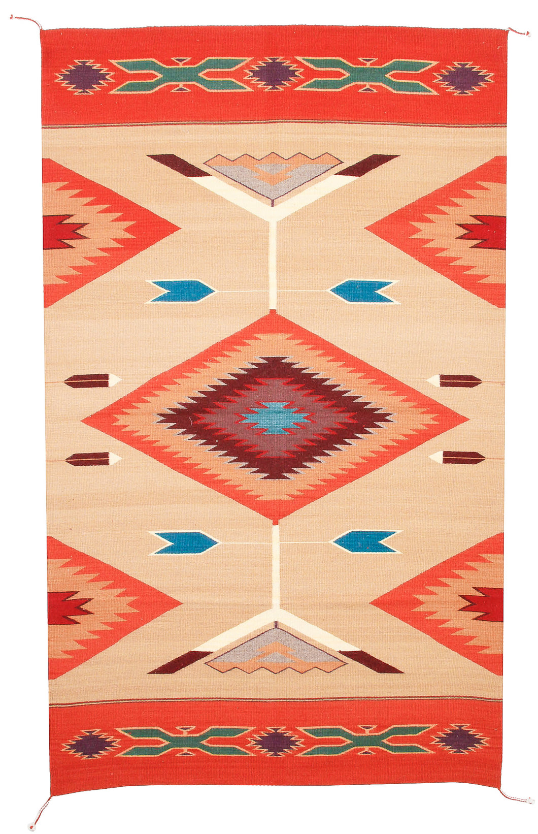 Handwoven Zapotec Indian Rug - Tees Miel Wool Oaxacan Textile