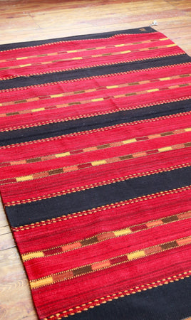 Handwoven Zapotec Indian Rug - Triquis Rojo Wool Oaxacan Textile