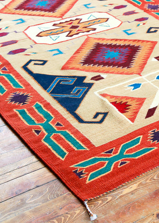 Handwoven Zapotec Indian Rug - Tees Miel Wool Oaxacan Textile