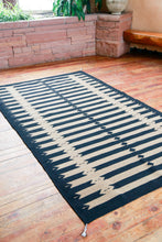 Load image into Gallery viewer, Handwoven Zapotec Indian Rug - Tetro Black Wool Oaxacan Textile