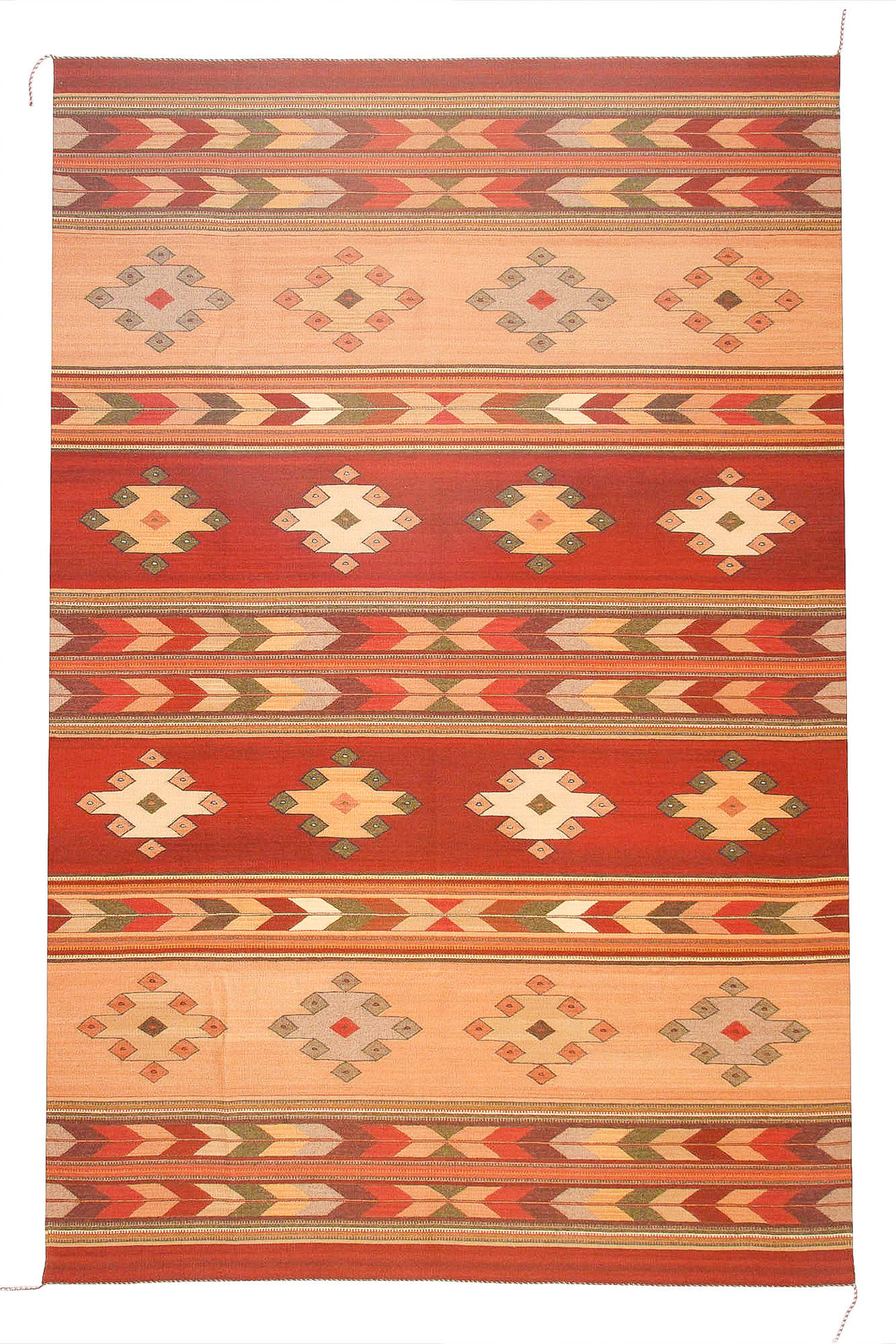 Handwoven Zapotec Indain Rug - Cubos Wool Oaxacan Textile